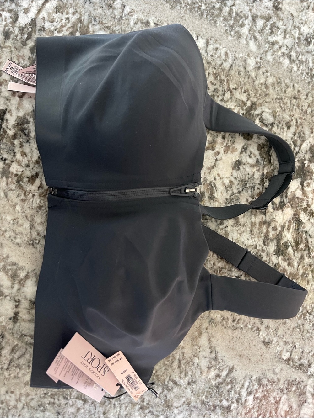 New!  Victoria's Secret knockout dark charcoal Front-Zip Sport Bra, 36DD